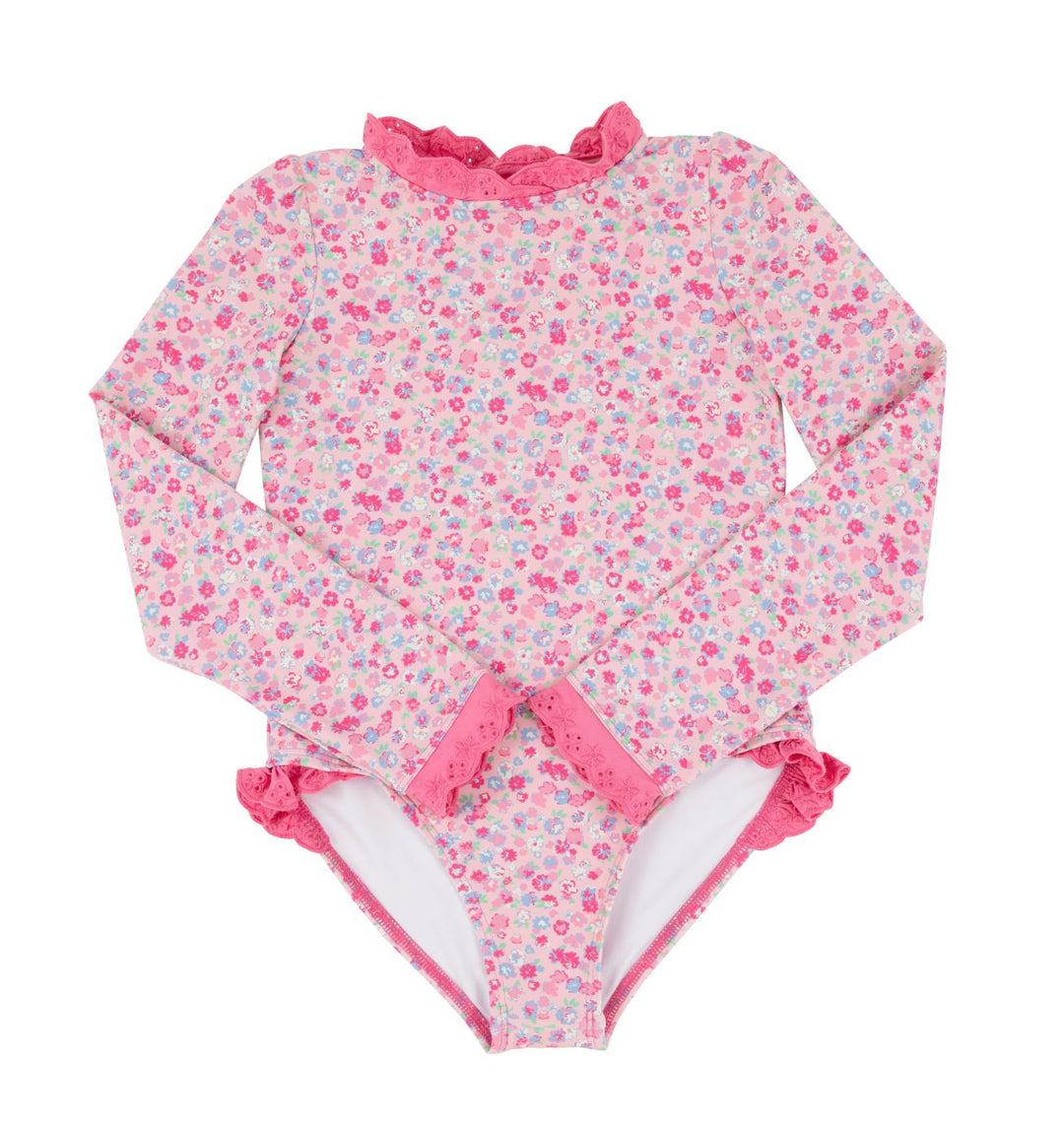 Sarasota Surf Suit - Mableton Mini Floral Girl Bathing Suit Beaufort Bonnet 