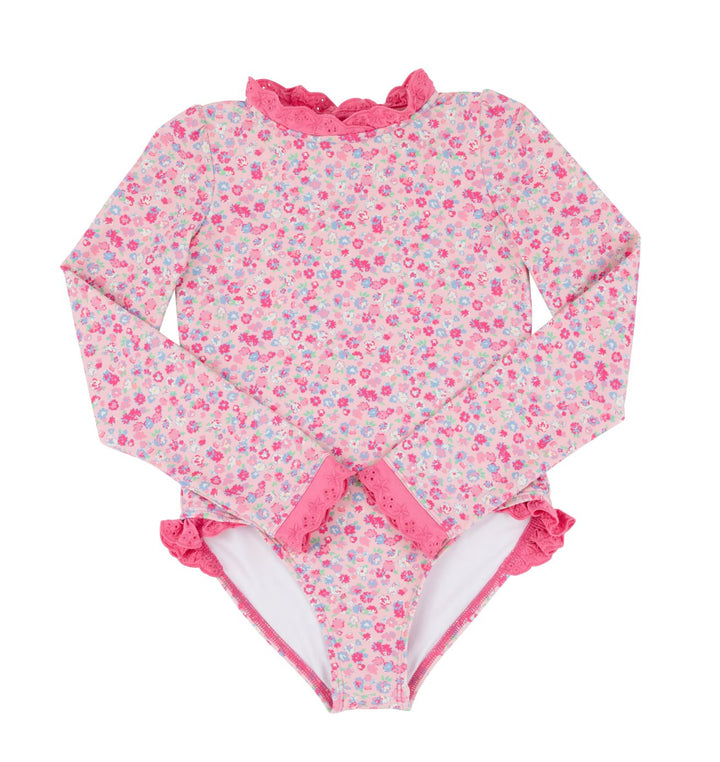 Sarasota Surf Suit - Mableton Mini Floral Girl Bathing Suit Beaufort Bonnet 