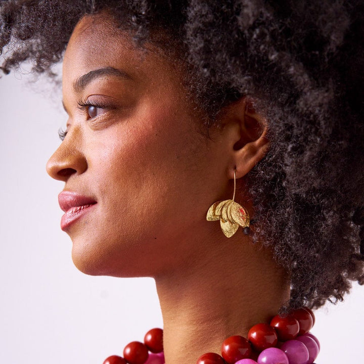 Sasha Layered Flower Threader Earrings Womens Earrings Ink and Alloy 