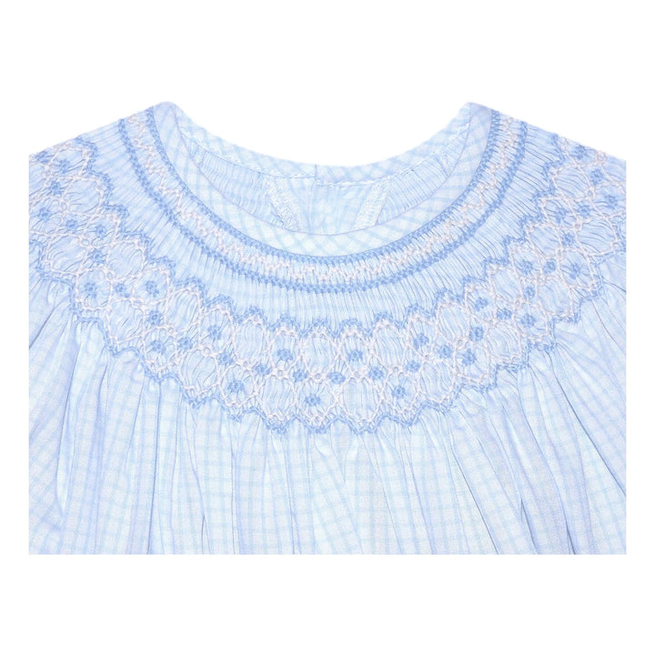 Savannah Geometric Smocked Bishop- Blue Check Girl Dress Remember Nguyen 