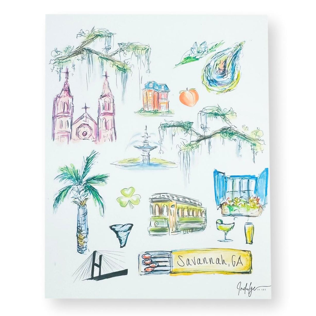 Savannah Landmarks Art 11.5x14 Artwork Indulge in Art 