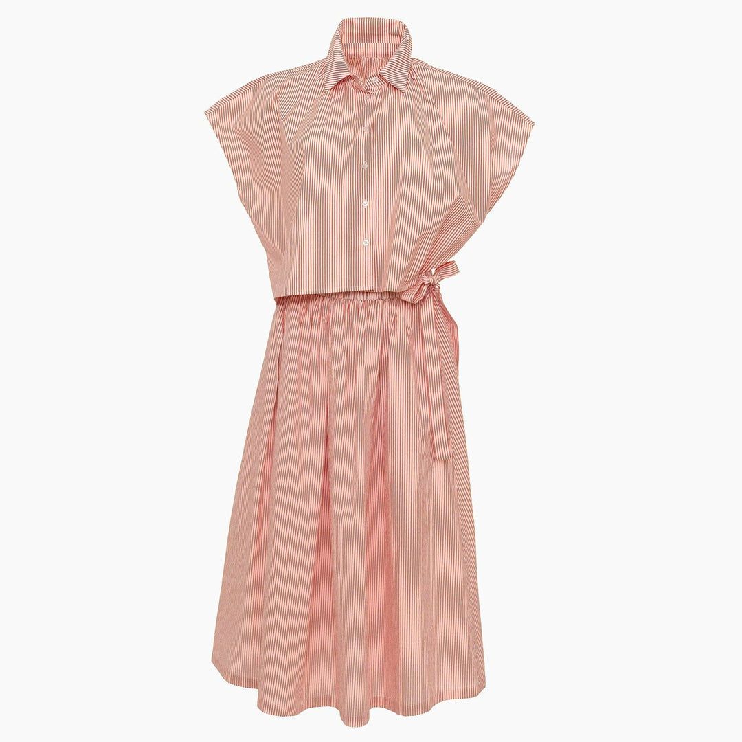 Savoy Top and Skirt Set - Red Stripe Womens Clothing Lenora 