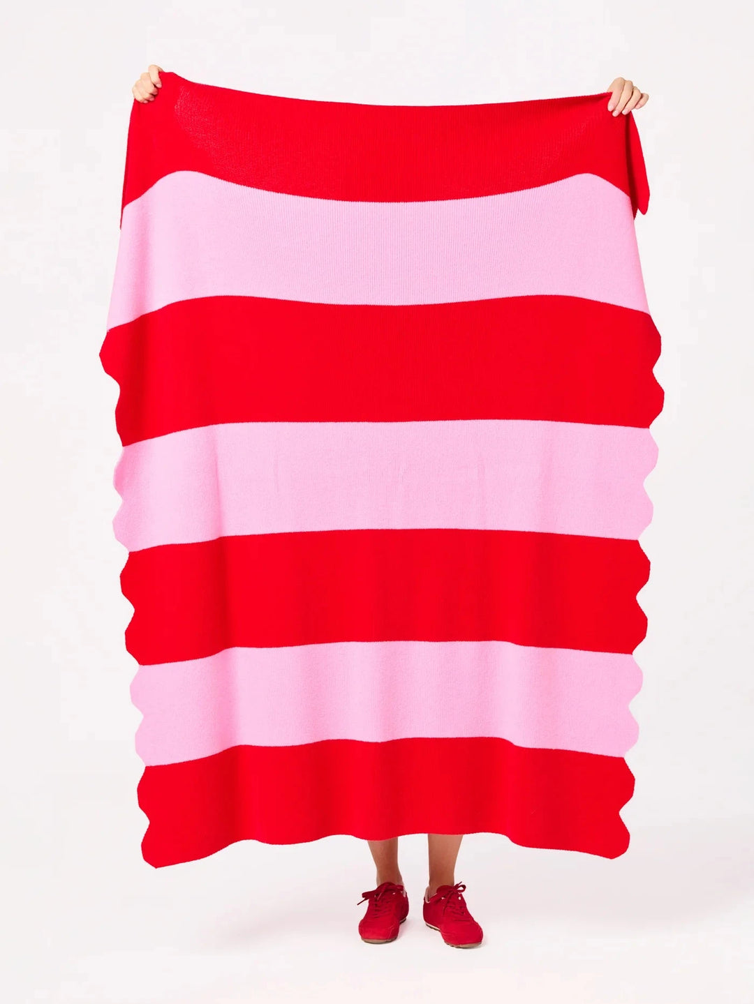 Scala Scalloped Striped Throw Blanket Shiraleah 