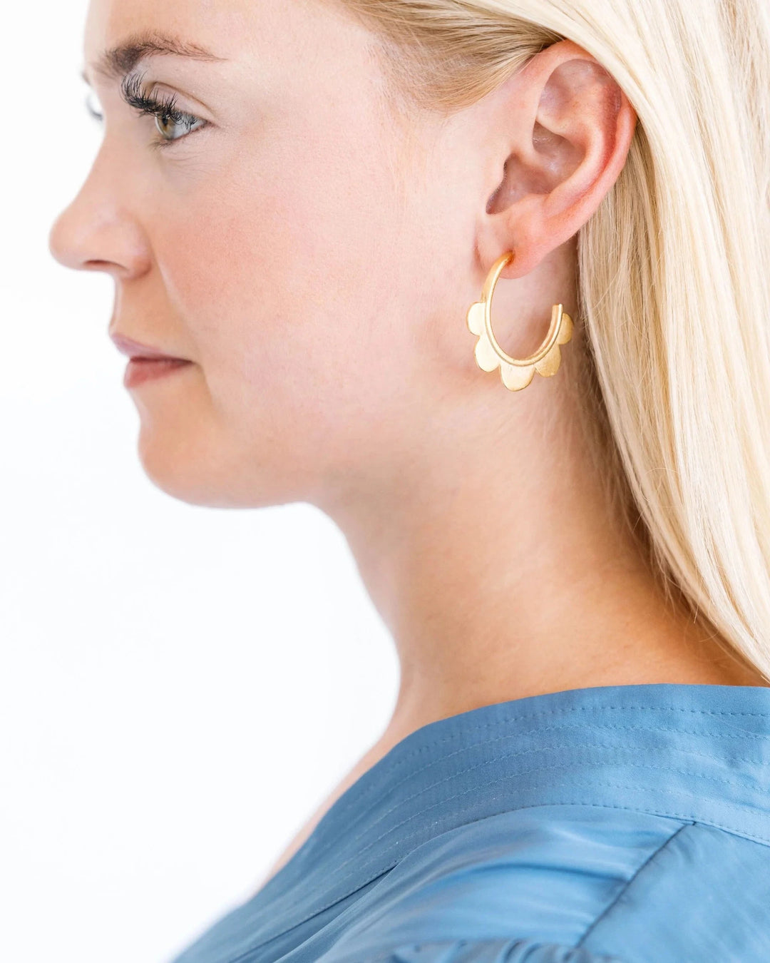 Scallop Hoops Womens Earrings Susan Shaw 