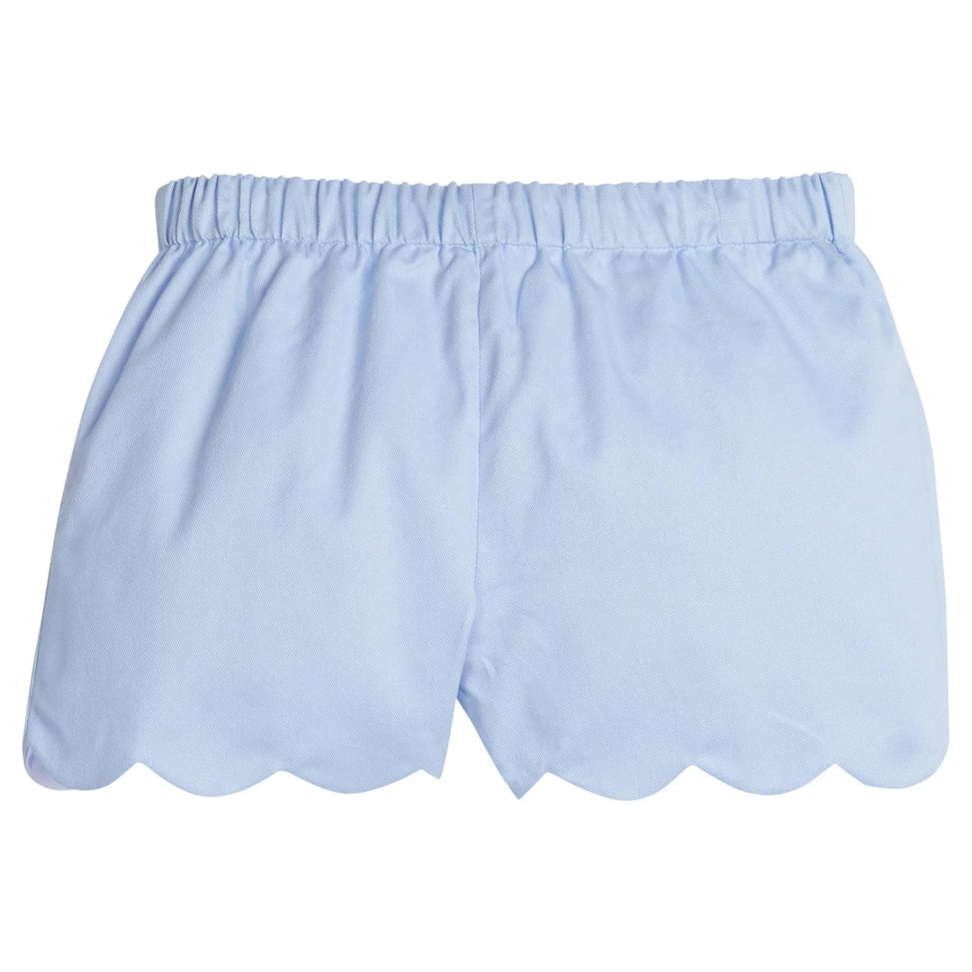 Scallop Short - Light Blue Twill Girl Shorts Little English 