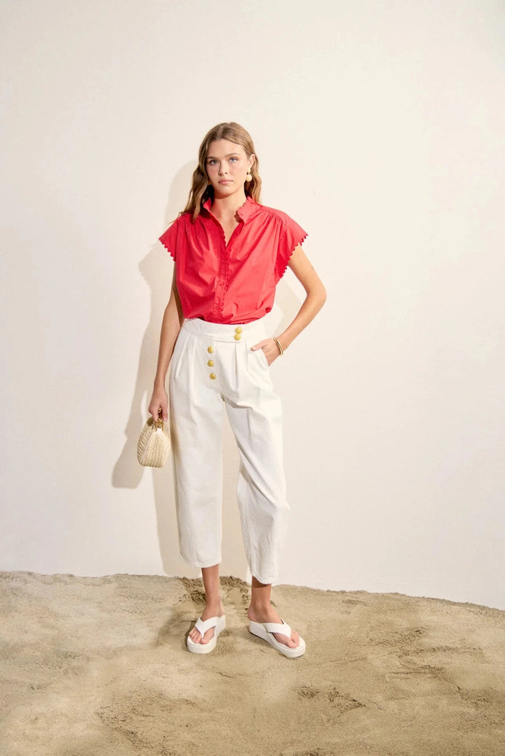 Scallop Trim Ric Rac Short Sleeve Shirt Womens Shirt English Factory 