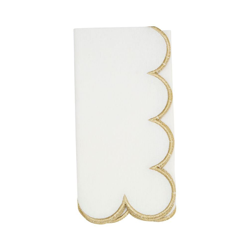 Scalloped Dinner Napkins Dinner Napkins Saro Gold 