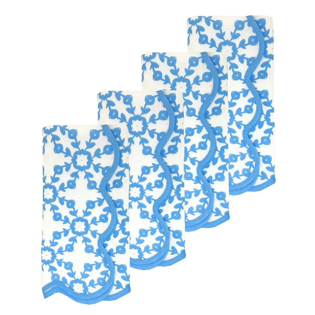 Scalloped Dinner Napkins - Set of 4 - Highlands Blue Dinner Napkins Laura Park Design 
