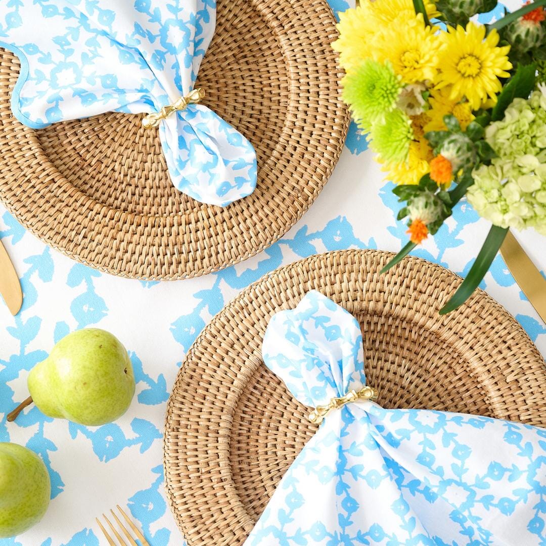 Scalloped Dinner Napkins - Set of 4 - Highlands Blue Dinner Napkins Laura Park Design 