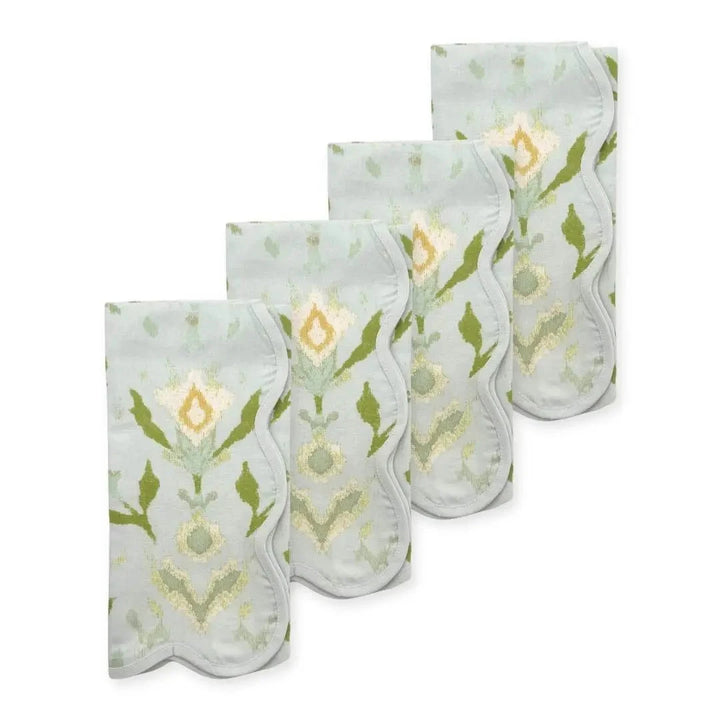 Scalloped Dinner Napkins - Set of 4 - Petal Garden Aqua Dinner Napkins Laura Park Design 
