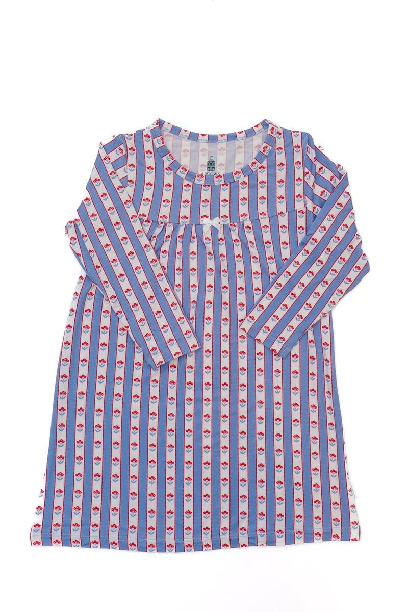 Scalloped Floral Long-Sleeve Dress Girl Pajamas The Uptown Baby 