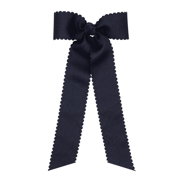 Scalloped Grosgrain Bow with Streamer Tails - Medium Hair Bow WeeOnes 