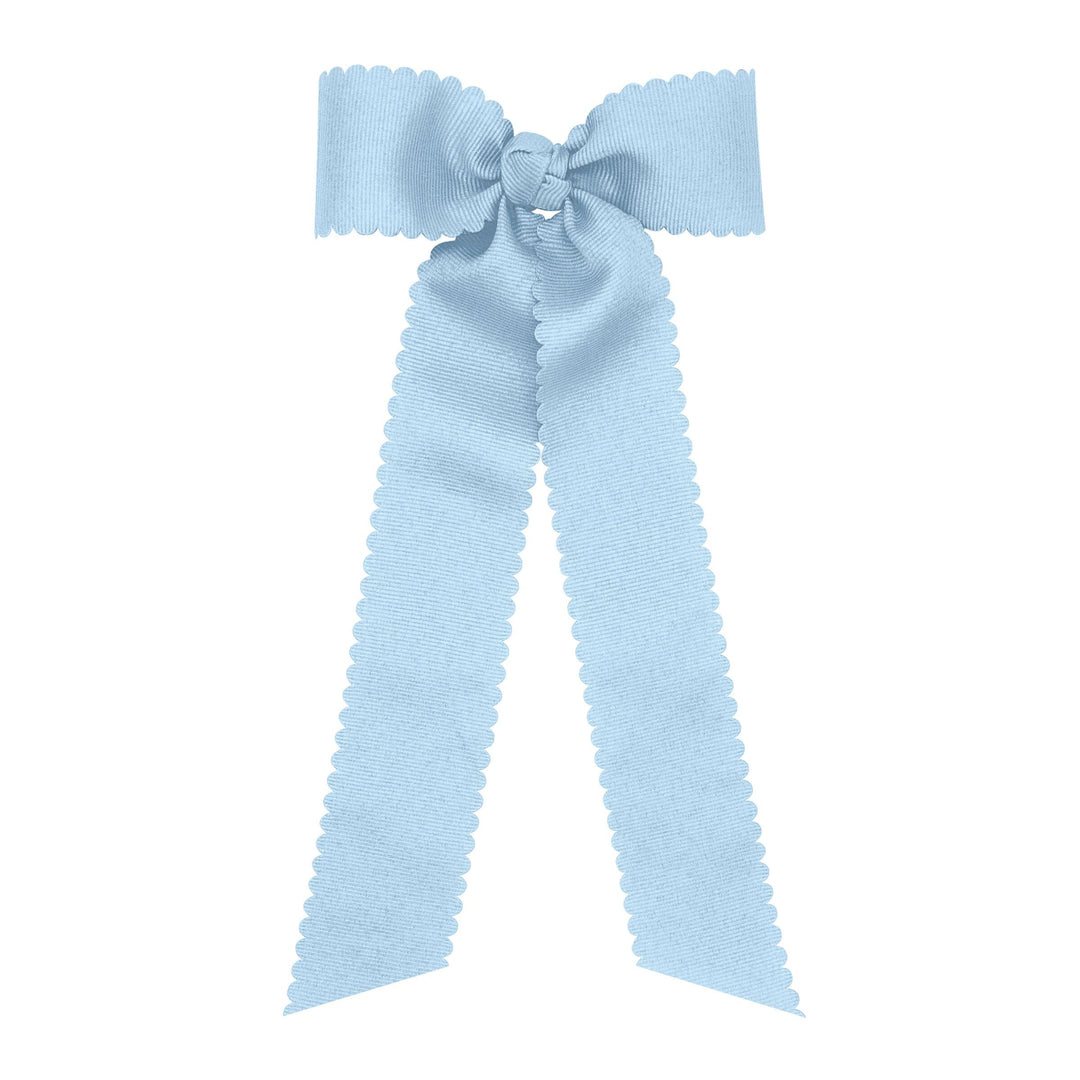 Scalloped Grosgrain Bow with Streamer Tails - Medium Hair Bow WeeOnes Millennium Blue 