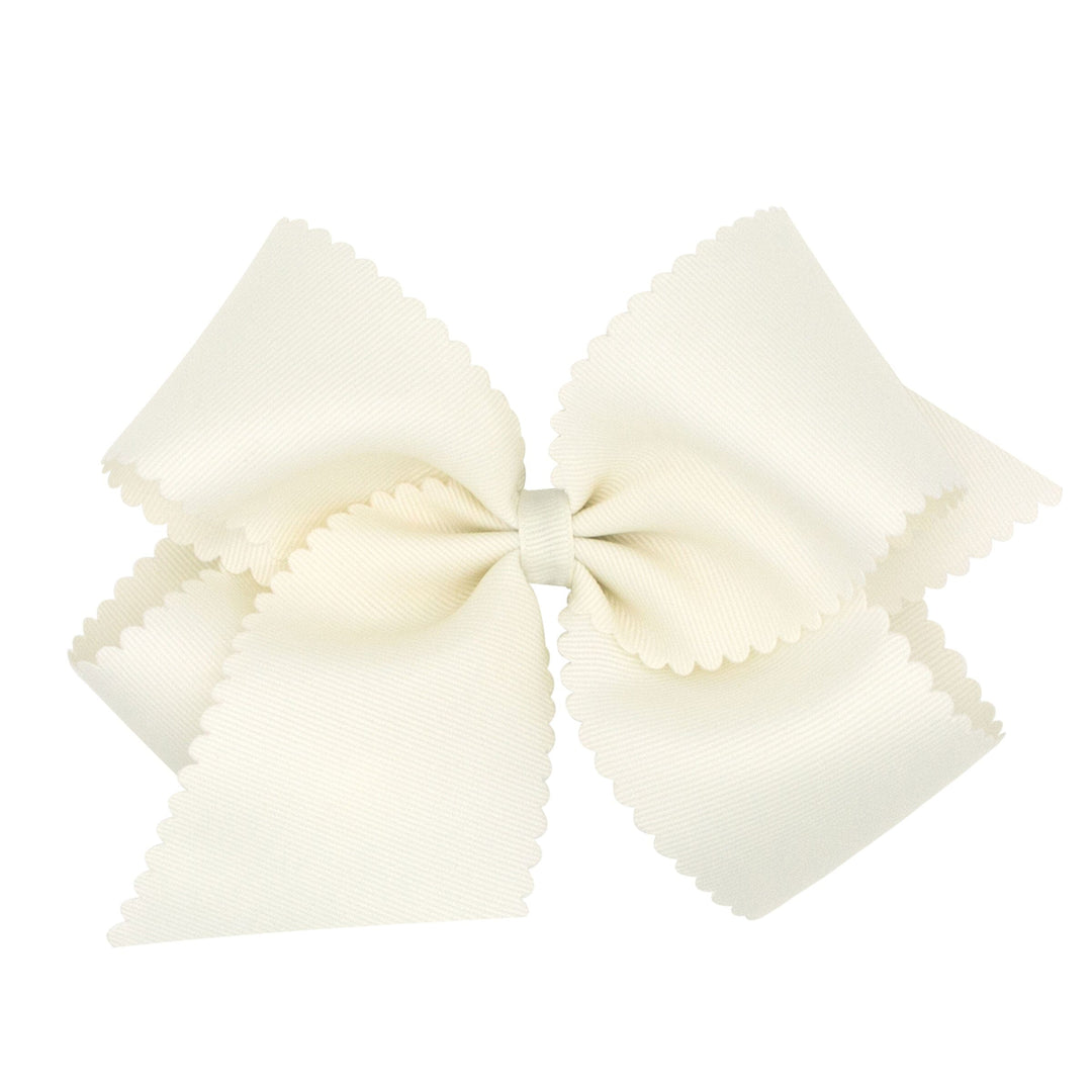 Scalloped Hair Bow - King Hair Bow WeeOnes Antique White 
