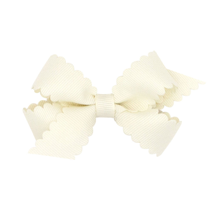 Scalloped Hair Bow - Mini Hair Bow WeeOnes Antique White 