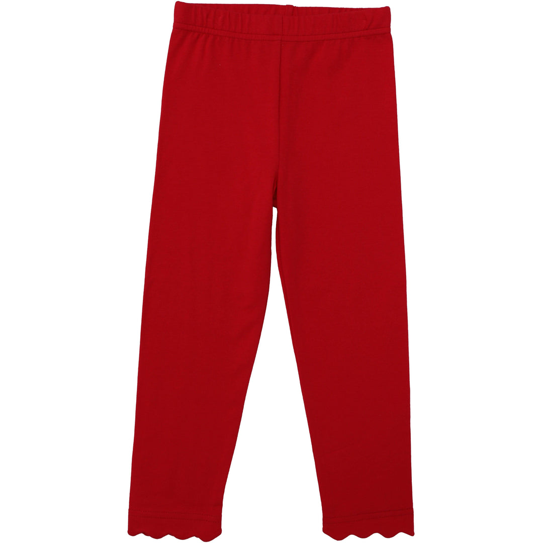 Scalloped Leggings - Red Girl Leggings Trotter Street Kids 