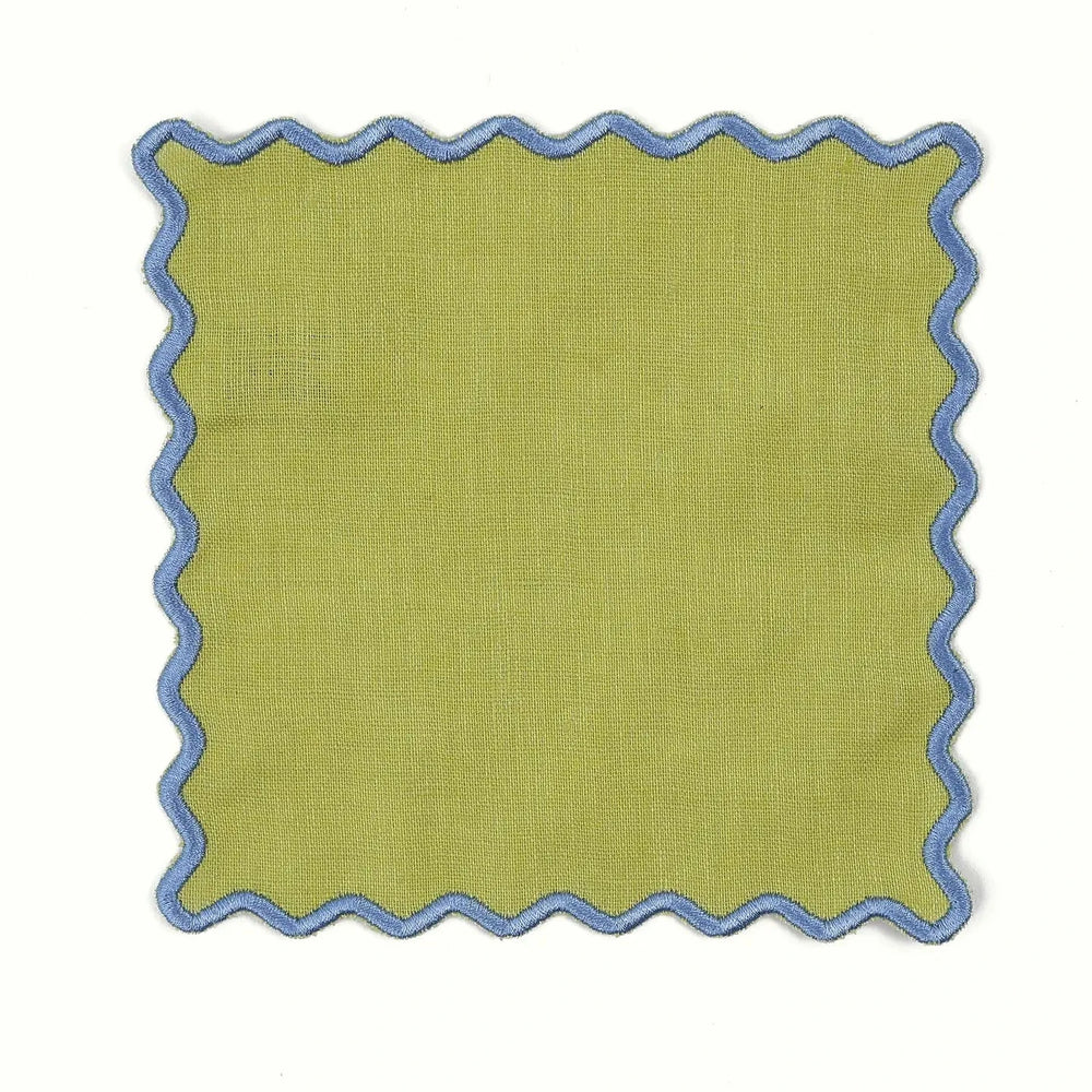 Scalloped Linen Cocktail Napkins - Set of 4 - Limerick Cocktail Napkins House of Gleason 