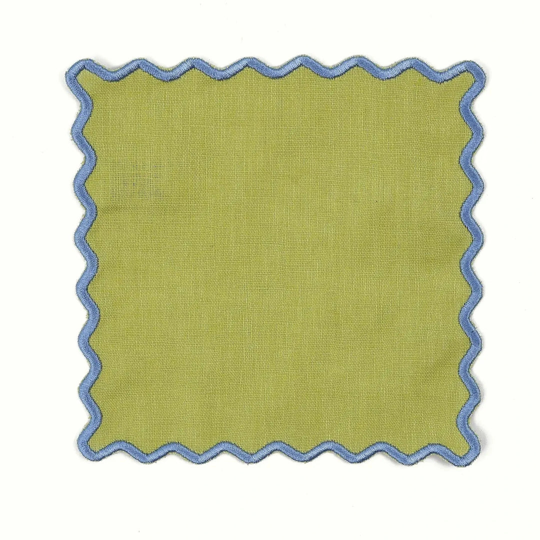 Scalloped Linen Cocktail Napkins - Set of 4 - Limerick Cocktail Napkins House of Gleason 