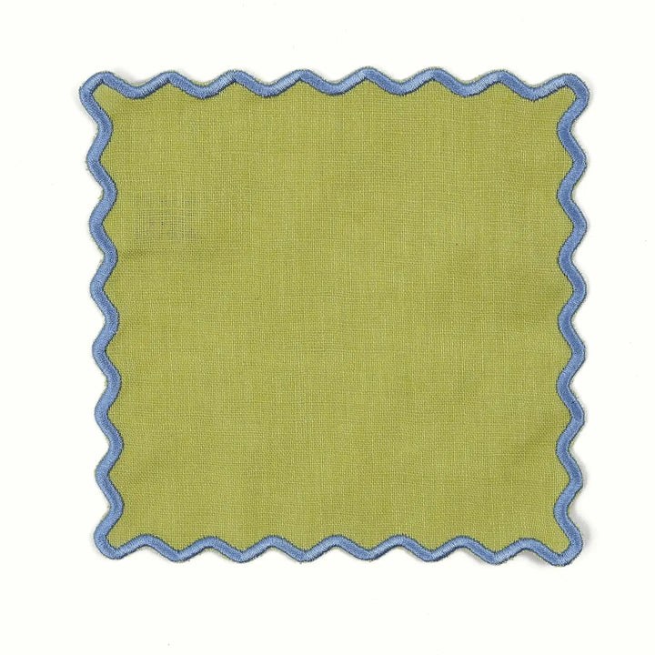 Scalloped Linen Cocktail Napkins - Set of 4 - Limerick Cocktail Napkins House of Gleason 