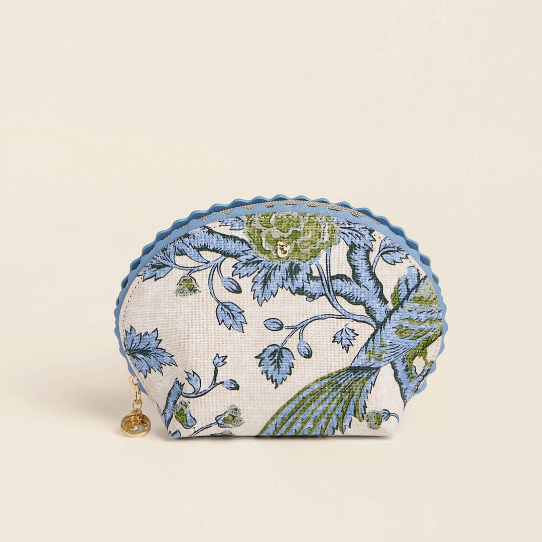 Scalloped Pouch Japonica Bird Green Cosmetic/Accessories Bags Spartina 