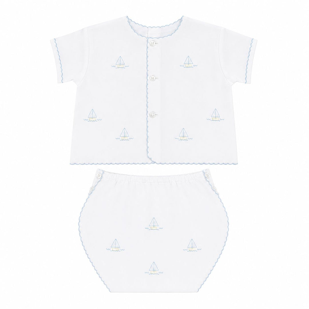 Scalloped Sailboats Diaper Set Boy Diaper Set Auraluz 