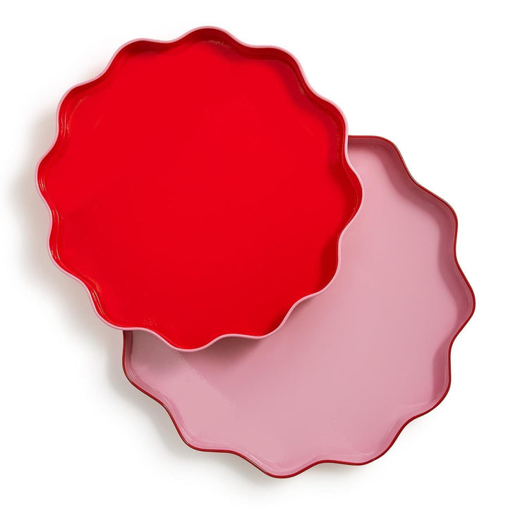 Scalloped Trays - Pink and Red Decorative Tray Two's Company 
