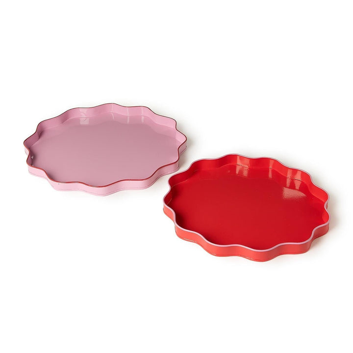Scalloped Trays - Pink and Red Decorative Tray Two's Company 