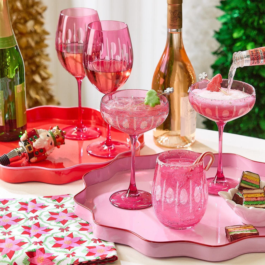 Scalloped Trays - Pink and Red Decorative Tray Two's Company 