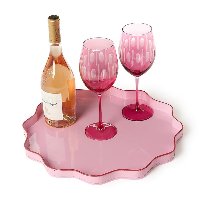 Scalloped Trays - Pink and Red Decorative Tray Two's Company 