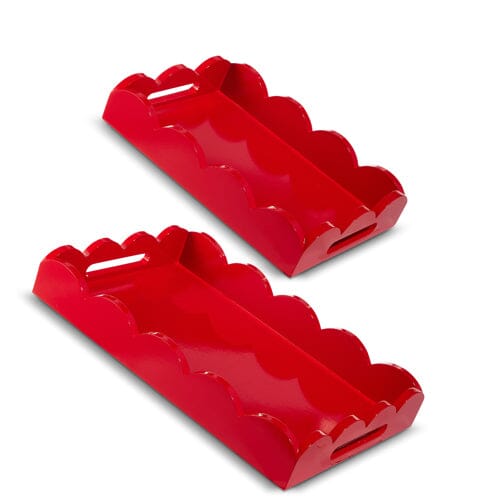 Scalloped Trays - Red Decorative Tray RAZ 