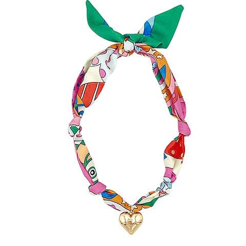 Scarf & Bold Heart Charm Necklace Womens Necklace Golden Stella 
