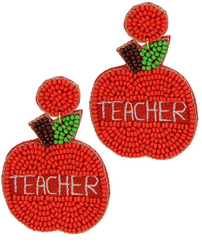 School Apple Teacher Earrings Womens Earrings Golden Stella 