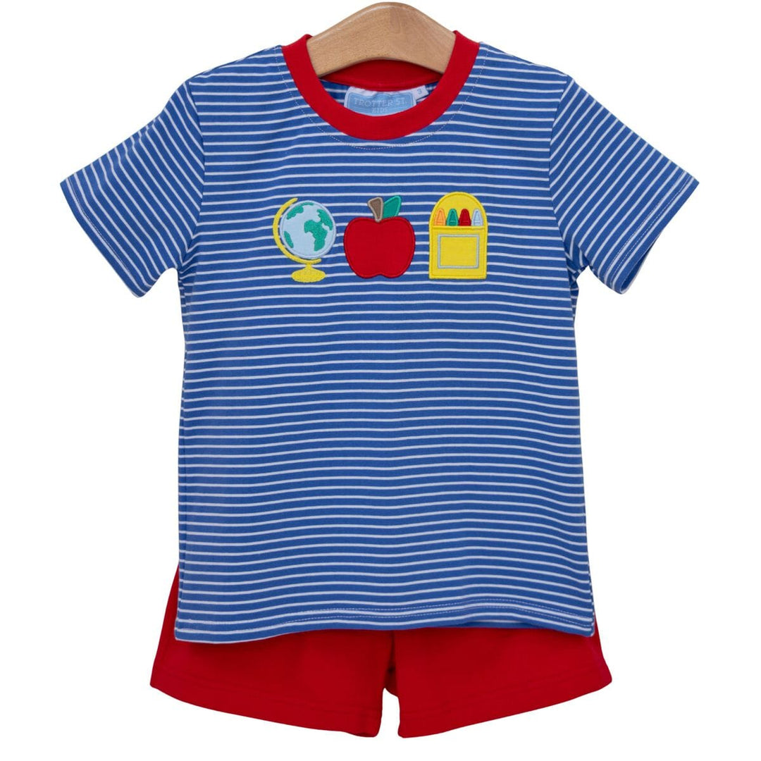 School Trio Short Set Boy Diaper Set Luigi 