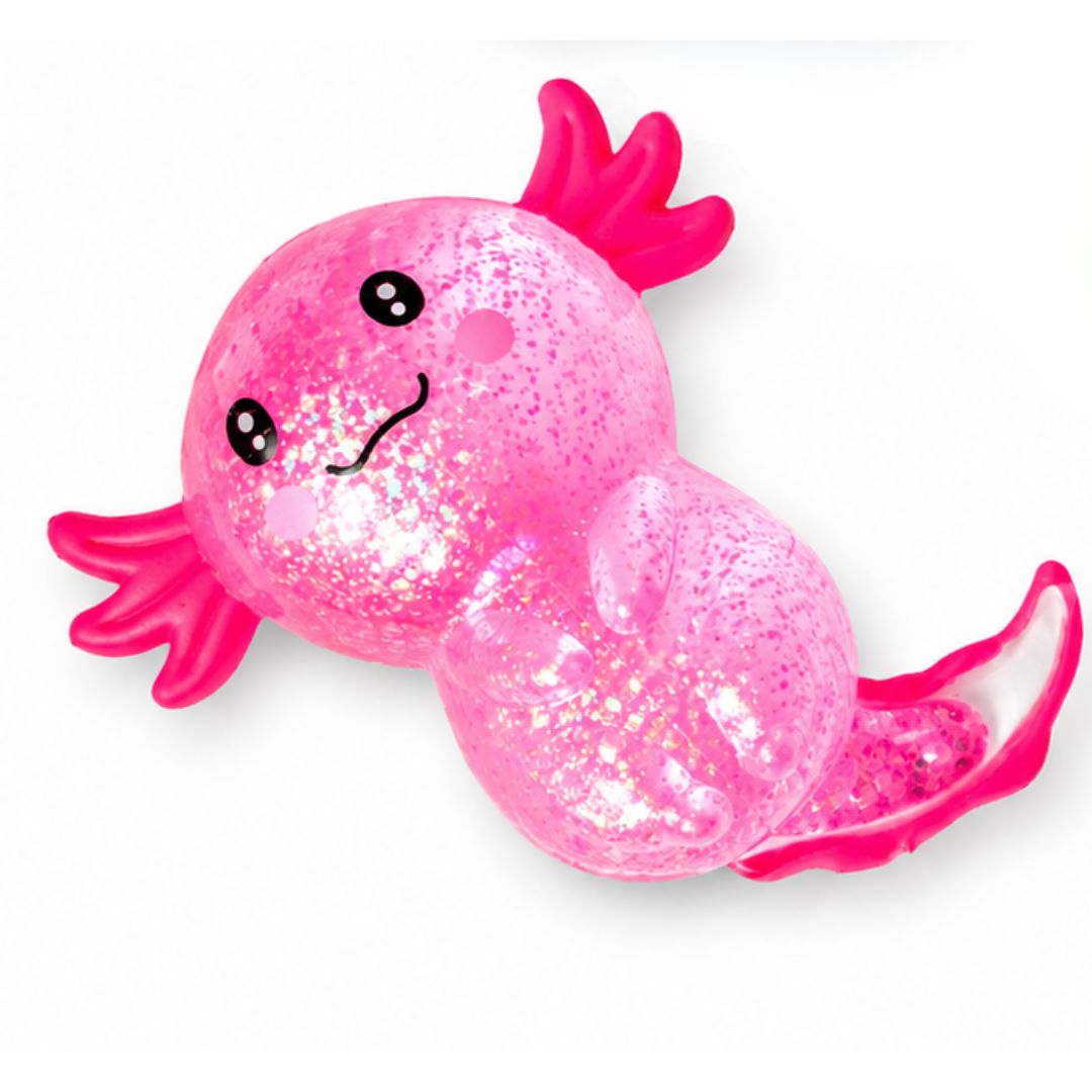 Scrunchems® Sugar Axolotl Squishy Fidget Activity Toy Showcase Pink 