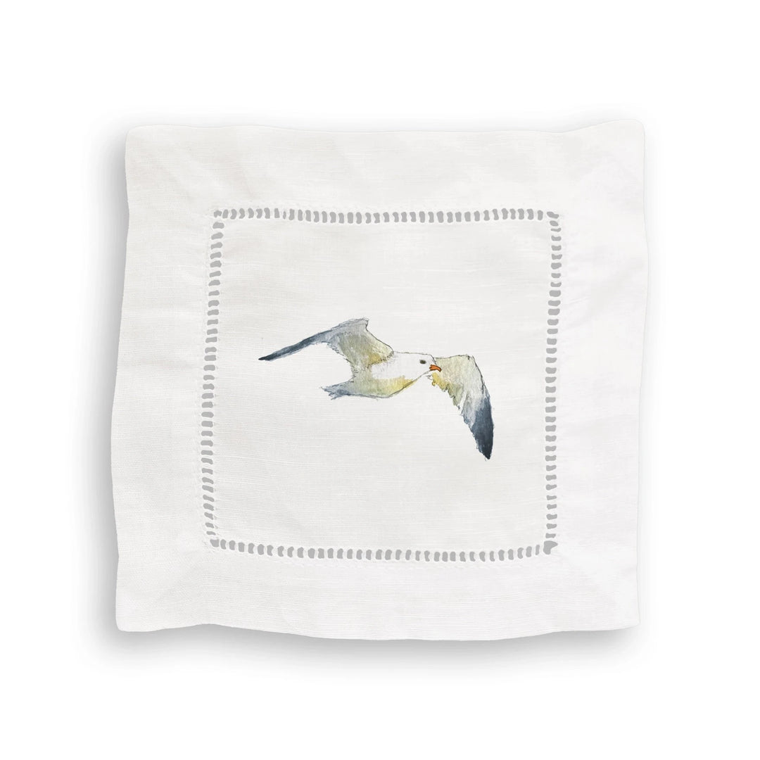 Sea Birds Mixed Linen Cocktail Napkin Set Cocktail Napkins French Graffiti 
