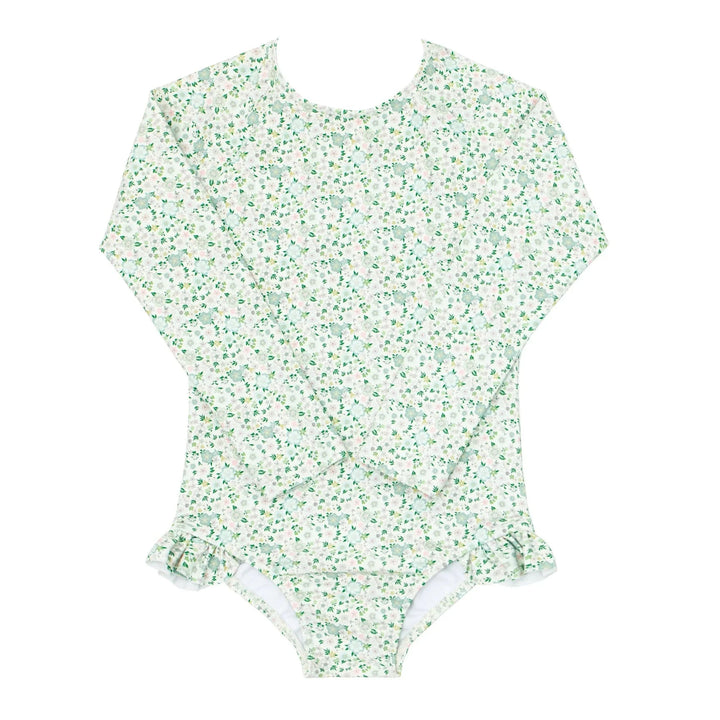 Sea Marsh Floral Rashguard One Piece Girl Bathing Suit Minnow 