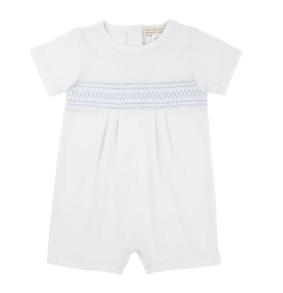 Sebastian Smocked Romper Boy Romper Beaufort Bonnet 