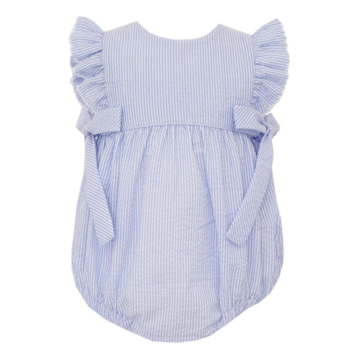 Seersucker Ruffle Bubble with Side Ties Girl Bubble Petit Bebe 