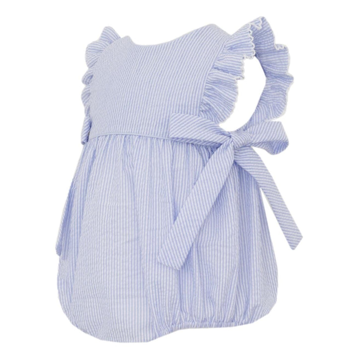 Seersucker Ruffle Bubble with Side Ties Girl Bubble Petit Bebe 