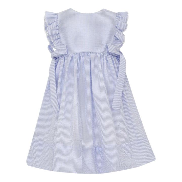 Seersucker Ruffle Dress with Side Ties Girl Dress Petit Bebe 