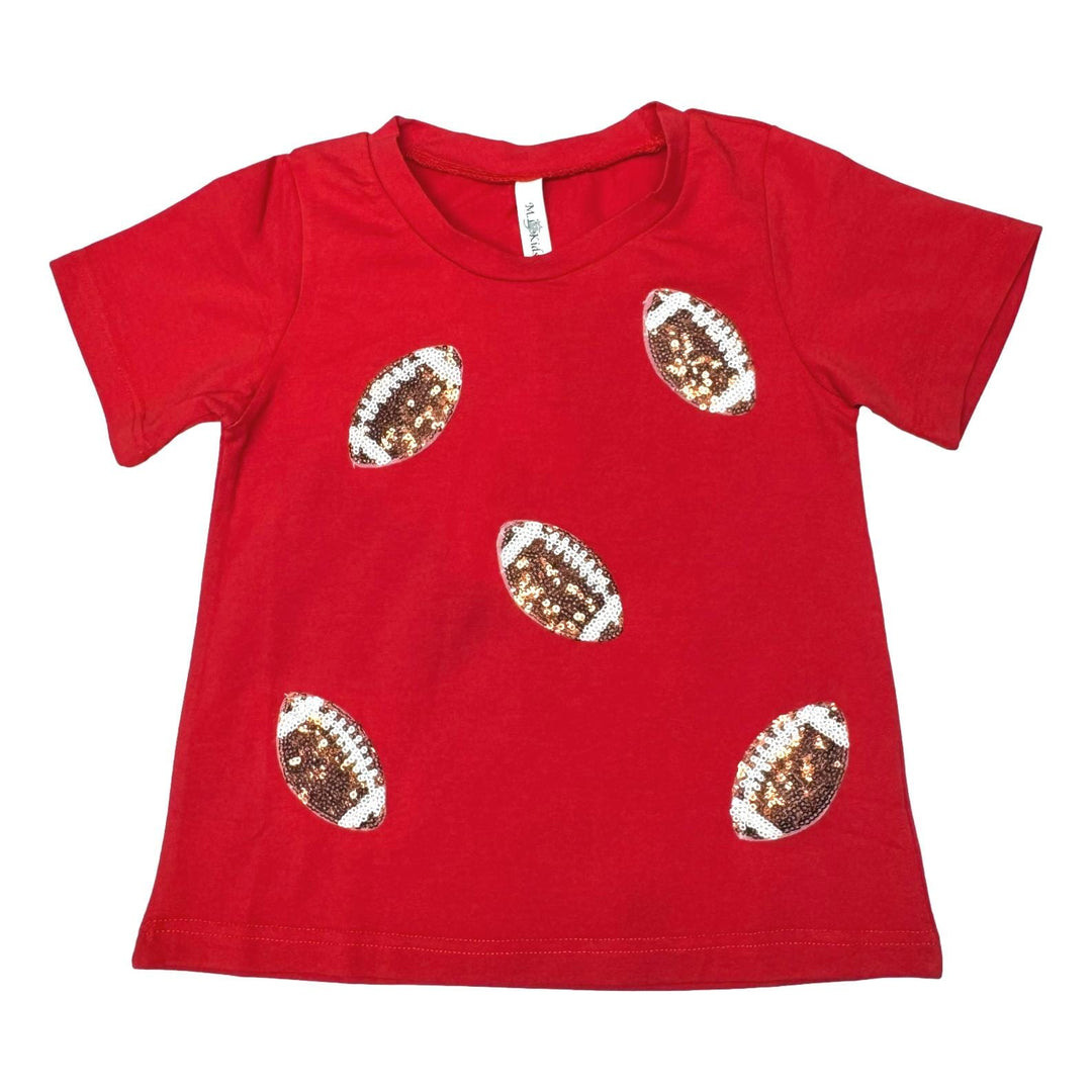 Sequin Football Shirt - Red Girl Shirt ML Kids 