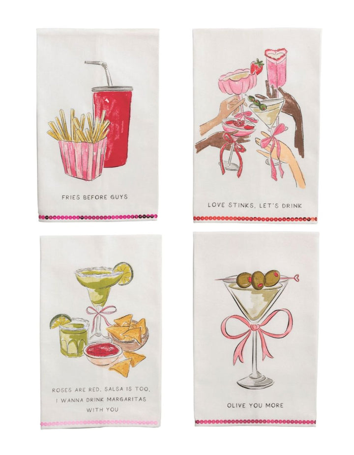 Sequin Valentine's Towels Kitchen Towel MudPie 
