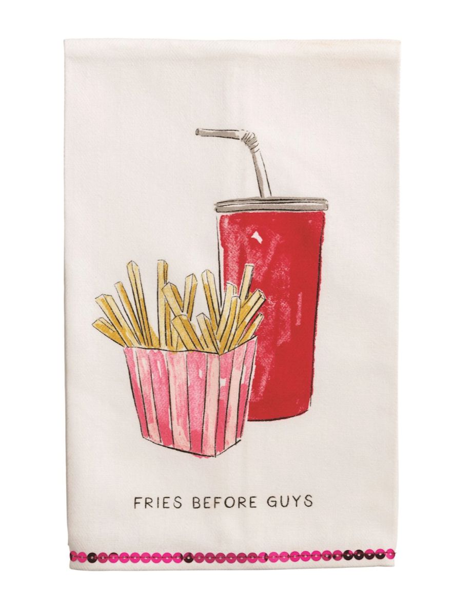 Sequin Valentine's Towels Kitchen Towel MudPie Fries 