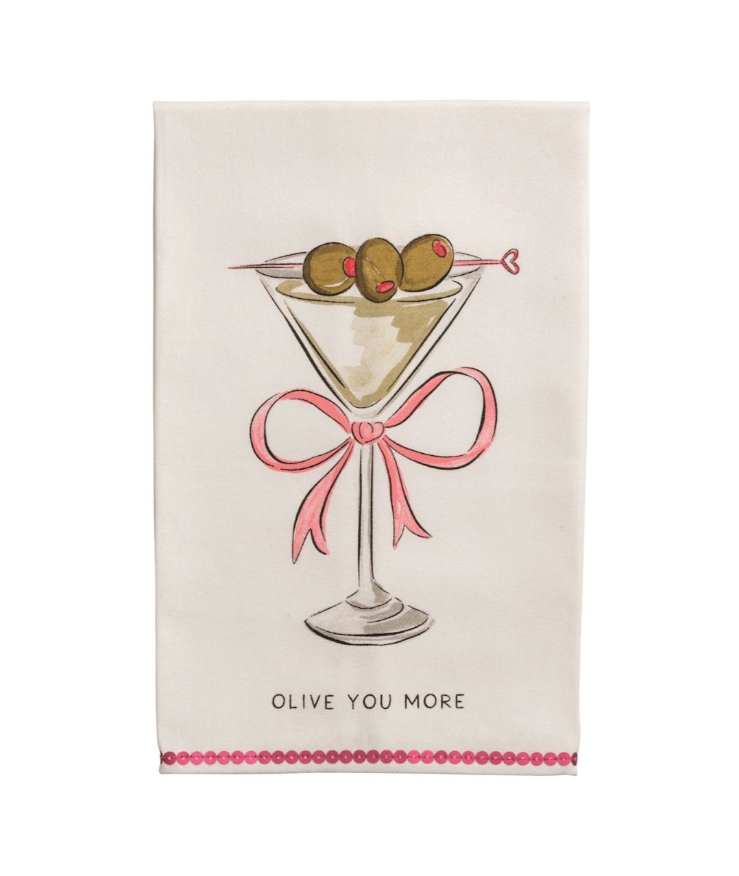 Sequin Valentine's Towels Kitchen Towel MudPie Olive You 