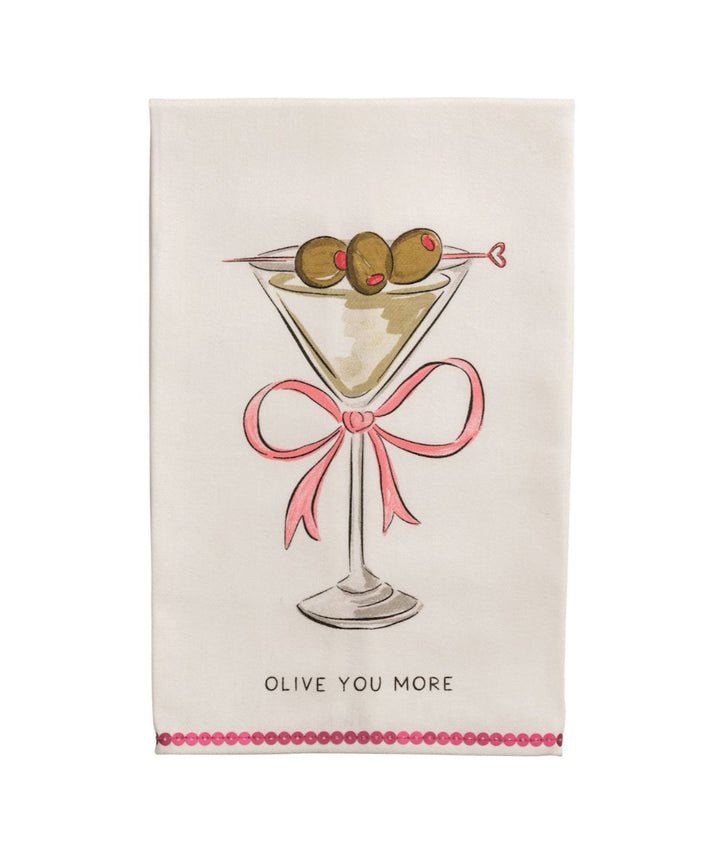 Sequin Valentine's Towels Kitchen Towel MudPie Olive You 
