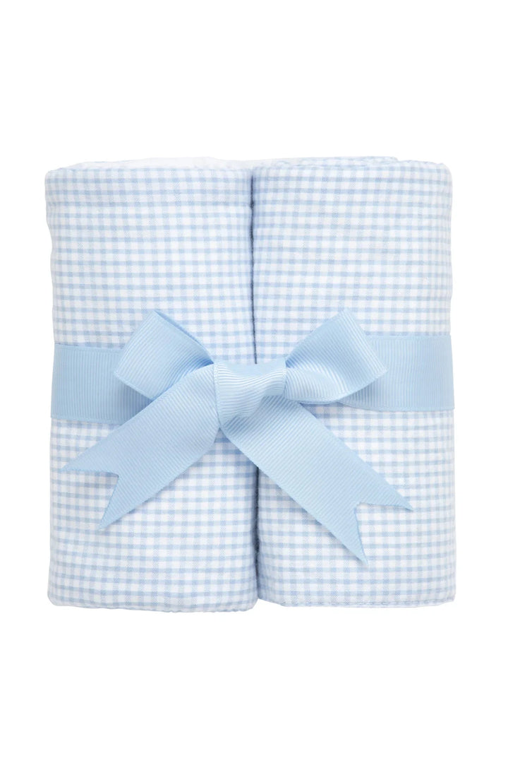 Set of 2 Burps Burp Cloths 3 Marthas Small Check - Blue 