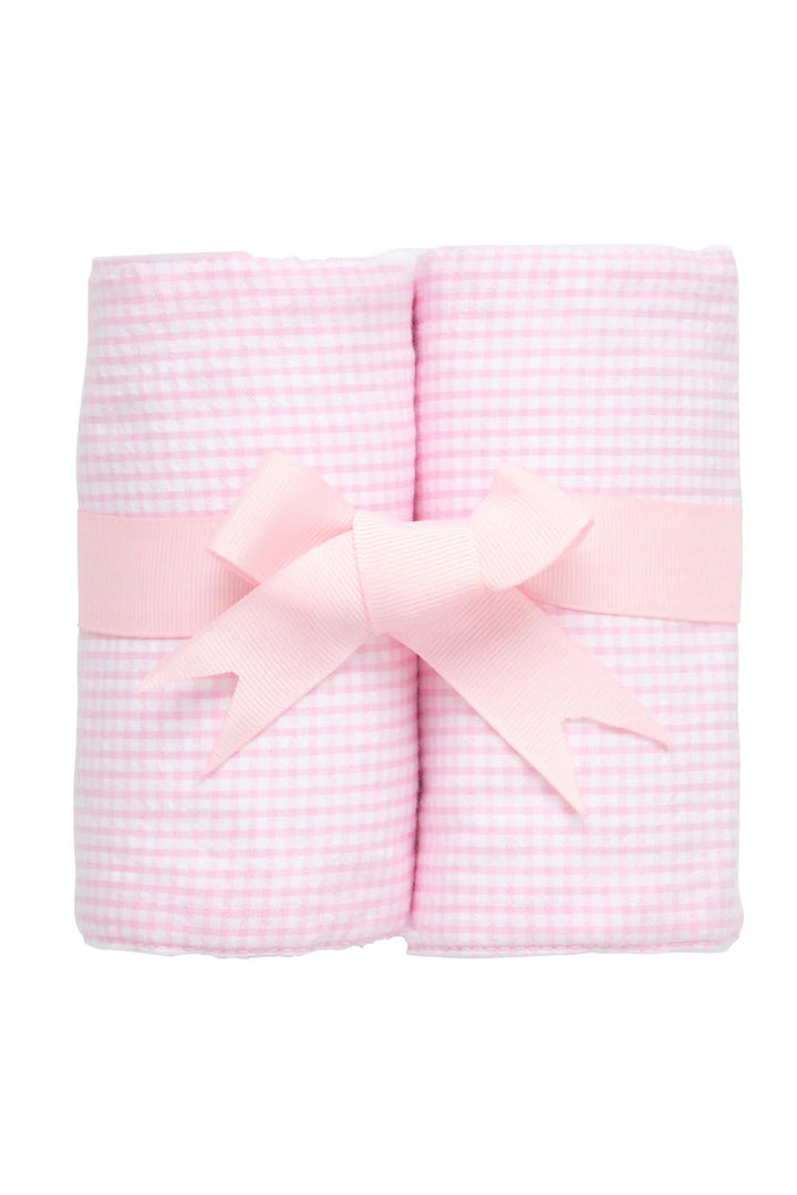 Set of 2 Burps Burp Cloths 3 Marthas Small Check - Pink 