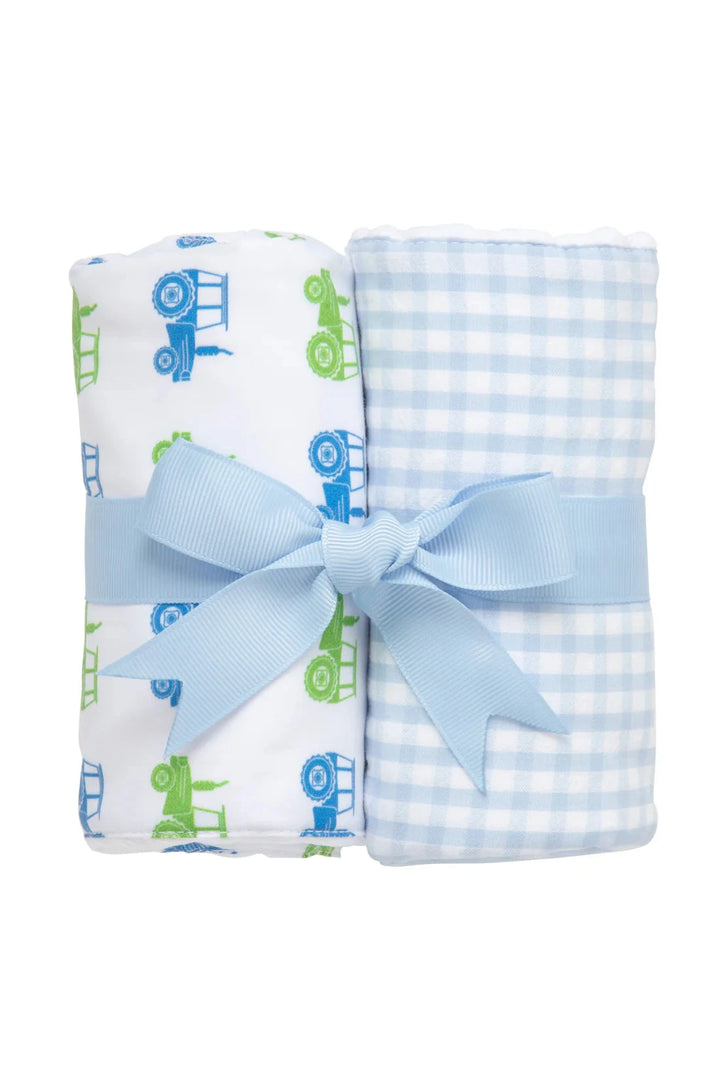 Set of 2 Burps Burp Cloths 3 Marthas Tractor 