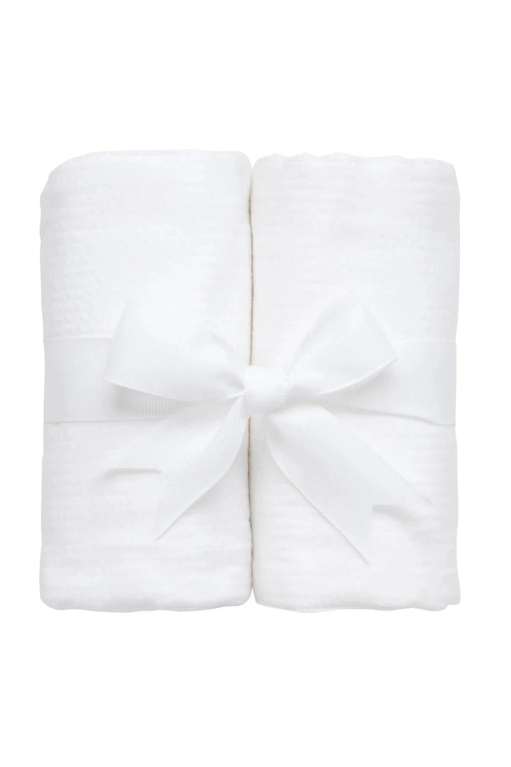 Set of 2 Burps Burp Cloths 3 Marthas White Seersucker Stripe 