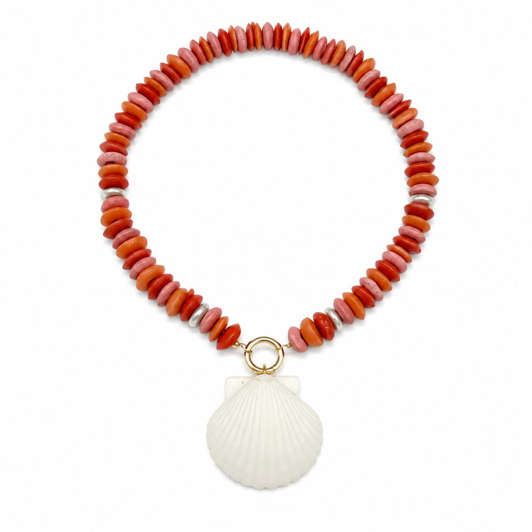 Shades of Pink with White Shell Necklace Womens Necklace Bellary 